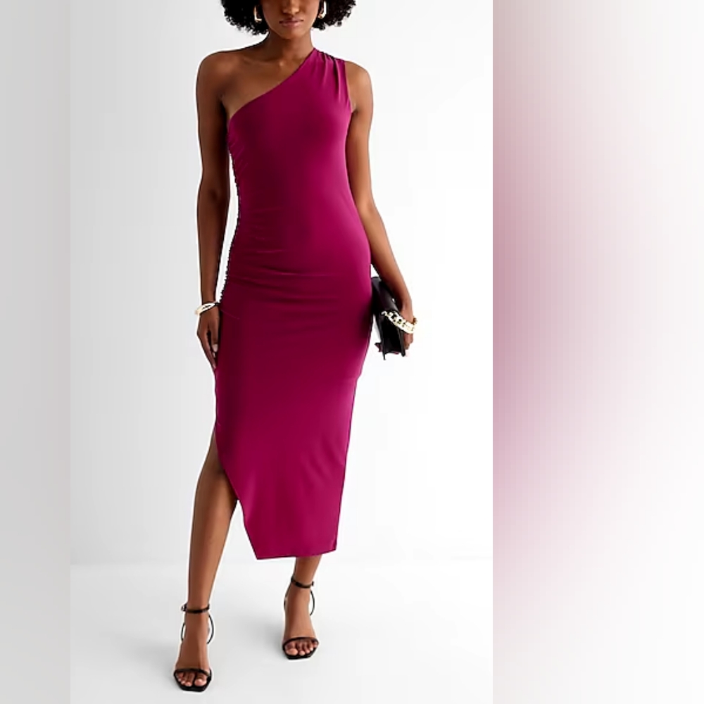 Express One Shoulder Ruched Side Midi Dress size Large NWT